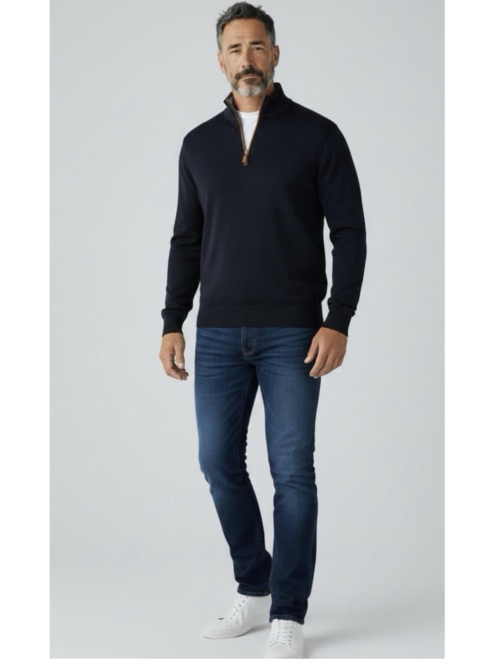 Peter Millar Crown Soft Suede Trim Quarter-Zip Pullover Sweater Large Wool Silk